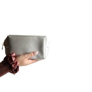 Chic Gray Monochrome Cosmetic Bag, Toiletry Bag, Minimalist Travel Pouch